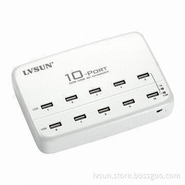 10 port USB charger/independent 10 USB ports, can charge 10 sets of mobile phone or 5 sets of iPad
